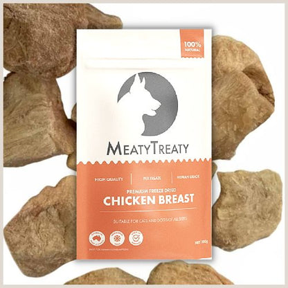 Meaty Treaty Freeze Dried Australian Chicken Breast Cat & Dog Treats 100g