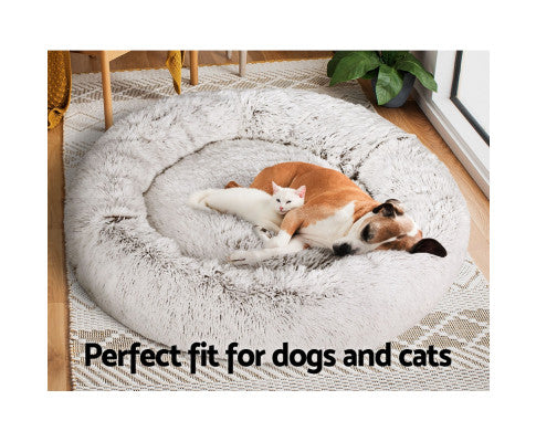 i.Pet Pet Bed Dog Cat 110cm Calming Extra Large Soft Plush White Brown