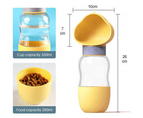 Portable Dog Water Bottle with Food Container Leak Proof Dog Water Dispenser(White)