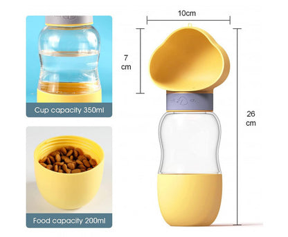 Portable Dog Water Bottle with Food Container Leak Proof Dog Water Dispenser(White)