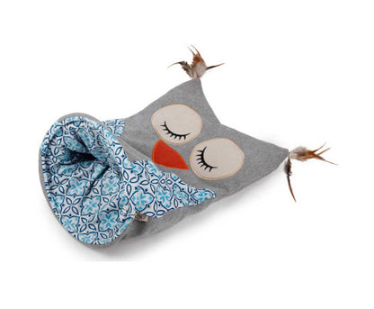 Cat Sack Crinkle Toys - Grey Owl + Hide Play Bag Teaser Vintage All For Paws