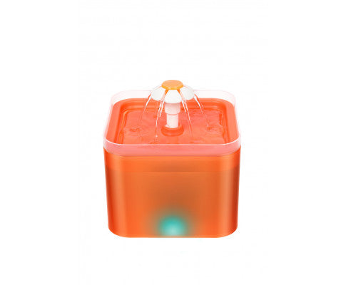 YES4PETS Dog Cat Water Feeder Automatic Electric Pet Water Fountain Bowl Dispenser W LED Orange