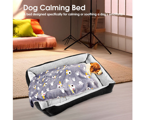 Vaka Navy Dog Bed Pet Cat Calming Floor Mat Sleeping Cave Washable Extra Large