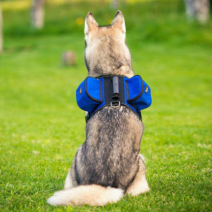 Ondoing Dog Backpack Harness Pet Carrier Saddle Bag Reflective Adjustable Outdoor Hiking-XL-Blue