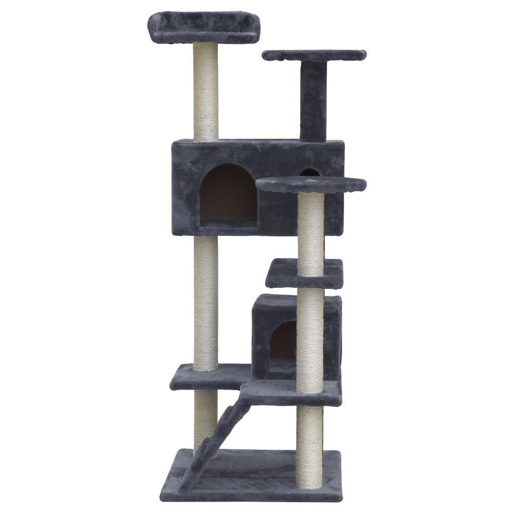 i.Pet Cat Tree 134cm Tower Scratching Post Scratcher Wood Condo House Bed Grey