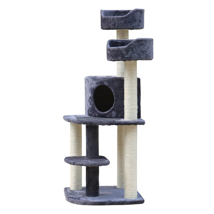 i.Pet Cat Tree 126cm Tower Scratching Post Scratcher Condo Trees House Grey