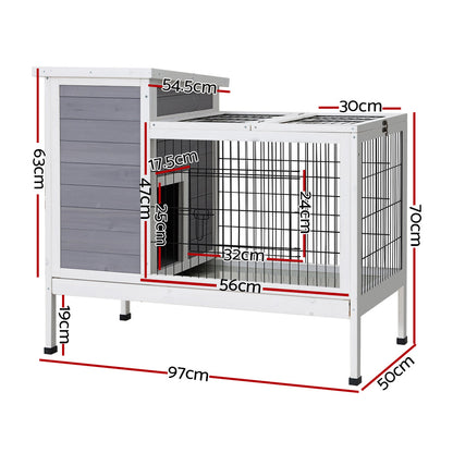 i.Pet Rabbit Hutch 97cm x 49cm x 86cm Chicken Coop Large Run Wooden Outdoor Cage House