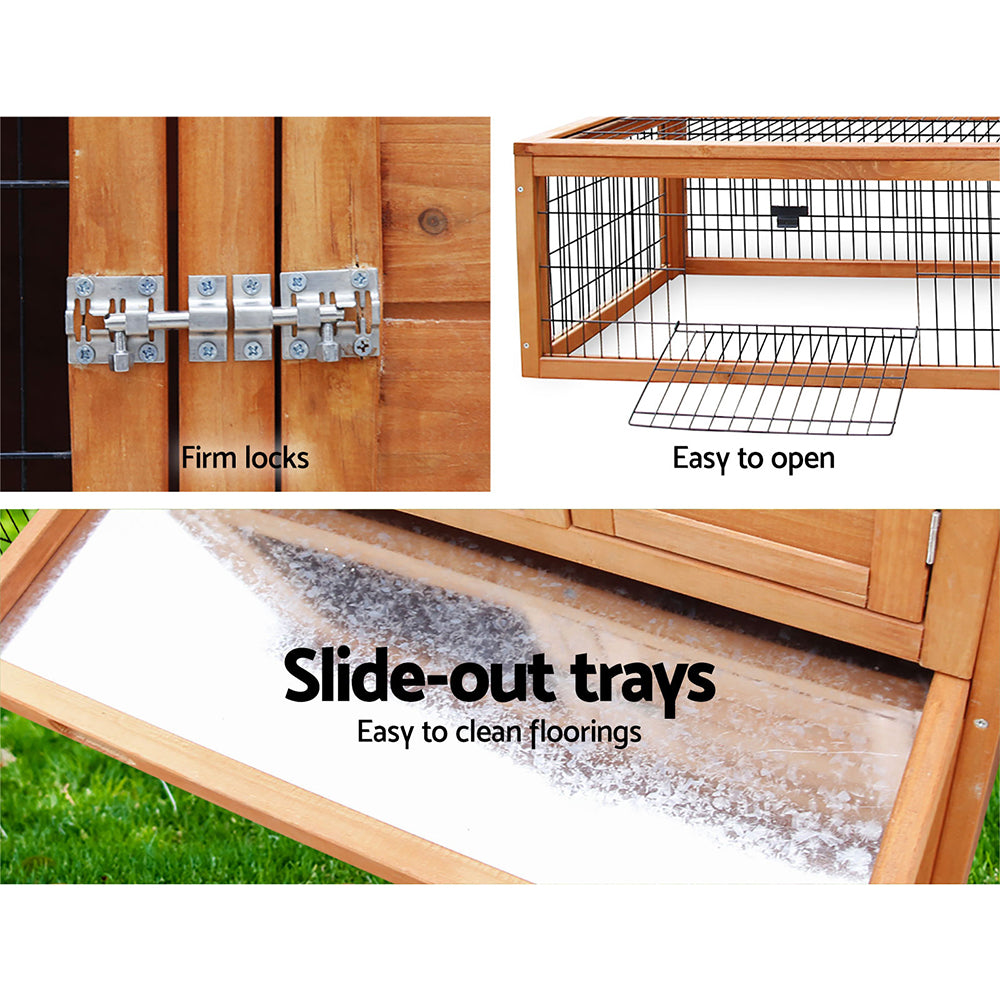 i.Pet Chicken Coop 155cm x 49cm x 90cm Rabbit Hutch Large Run Wooden Cage House Outdoor