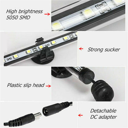 15 LED Aquarium Fish Tank LED Light Bar Lamp 28cm Pool Submersible Waterproof White Light