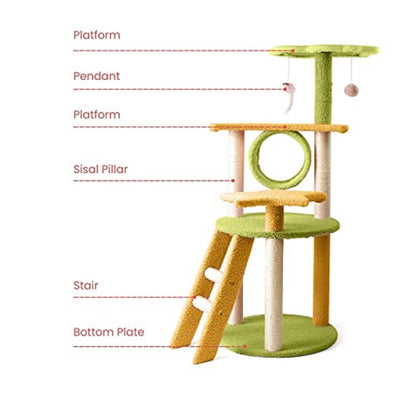 Floofi 101cm Galaxy Plush Cat Condo Cat Tree Yellow Green FI-CT-147-MM