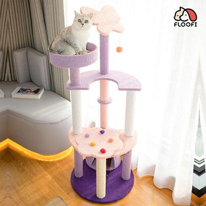 Floofi 128cm Butterfly Plush Cat Condo Cat Tree Pink Purple FI-CT-152-MM