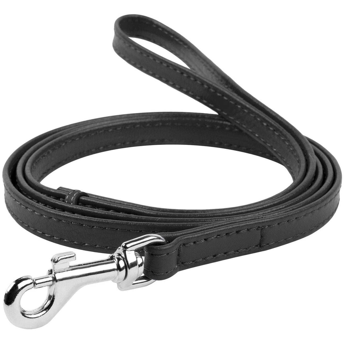 Waudog Leather Flat Clip Leash W9MM - L122CM BLACK