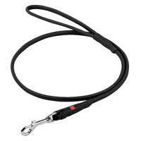 Waudog Leather Round Clip Leash W8MM - L183CM BLACK