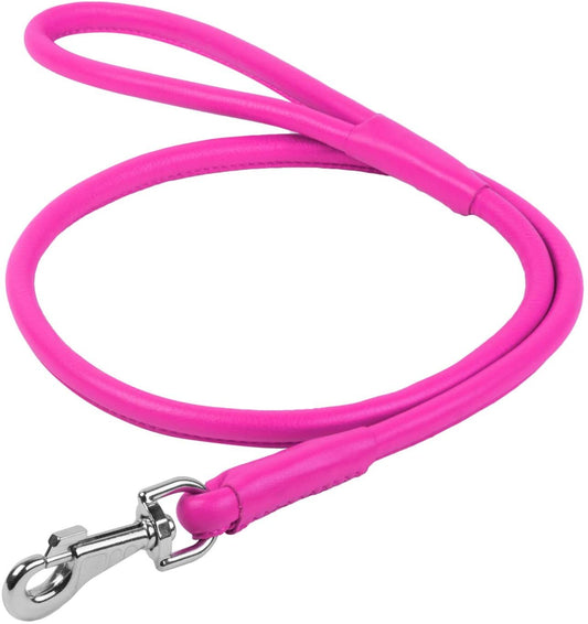 Waudog Leather Round Clip Leash W10MM - L183CM PINK