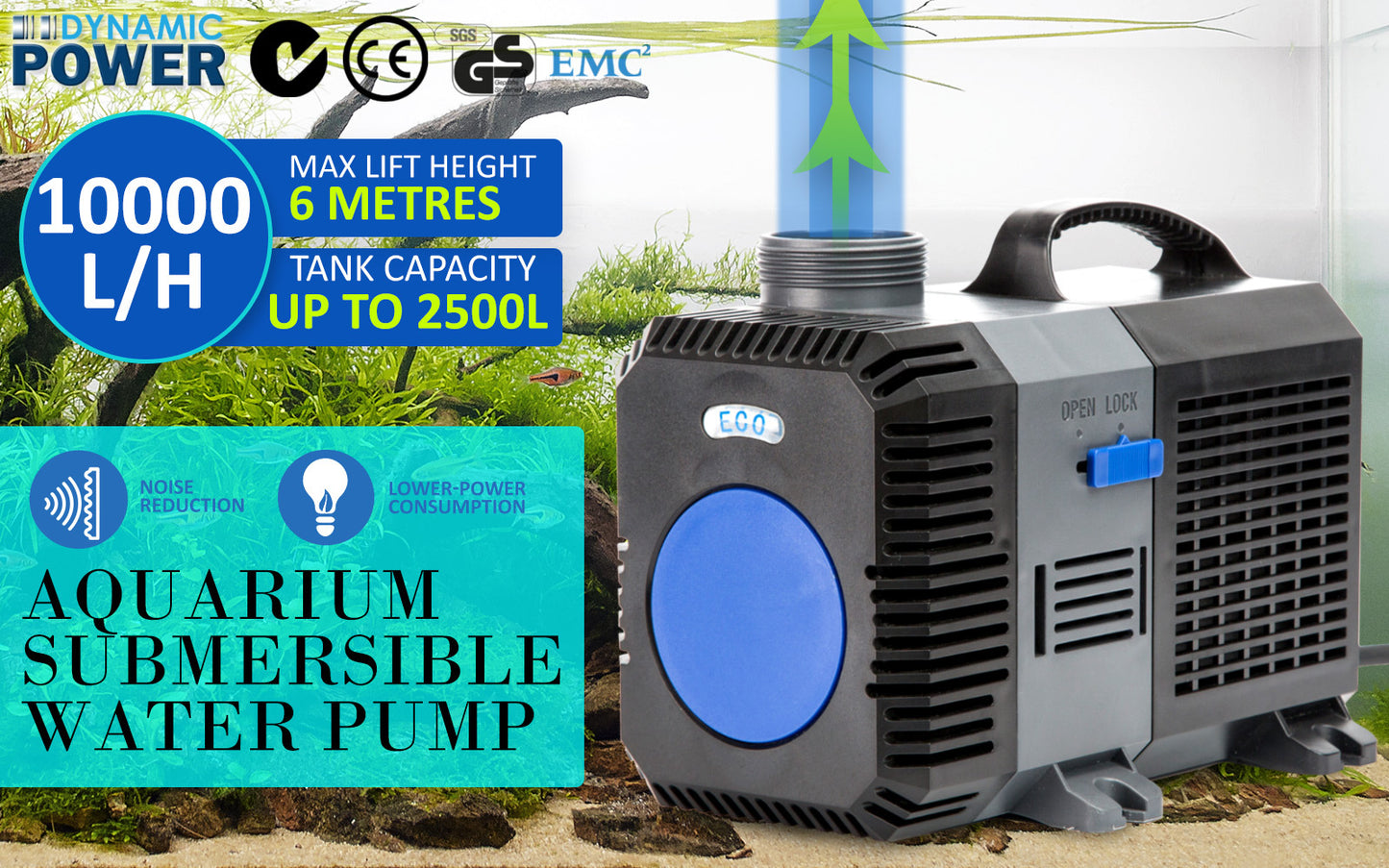 Dynamic Power Aquarium Submersible Pond Water Pump 10000L/H