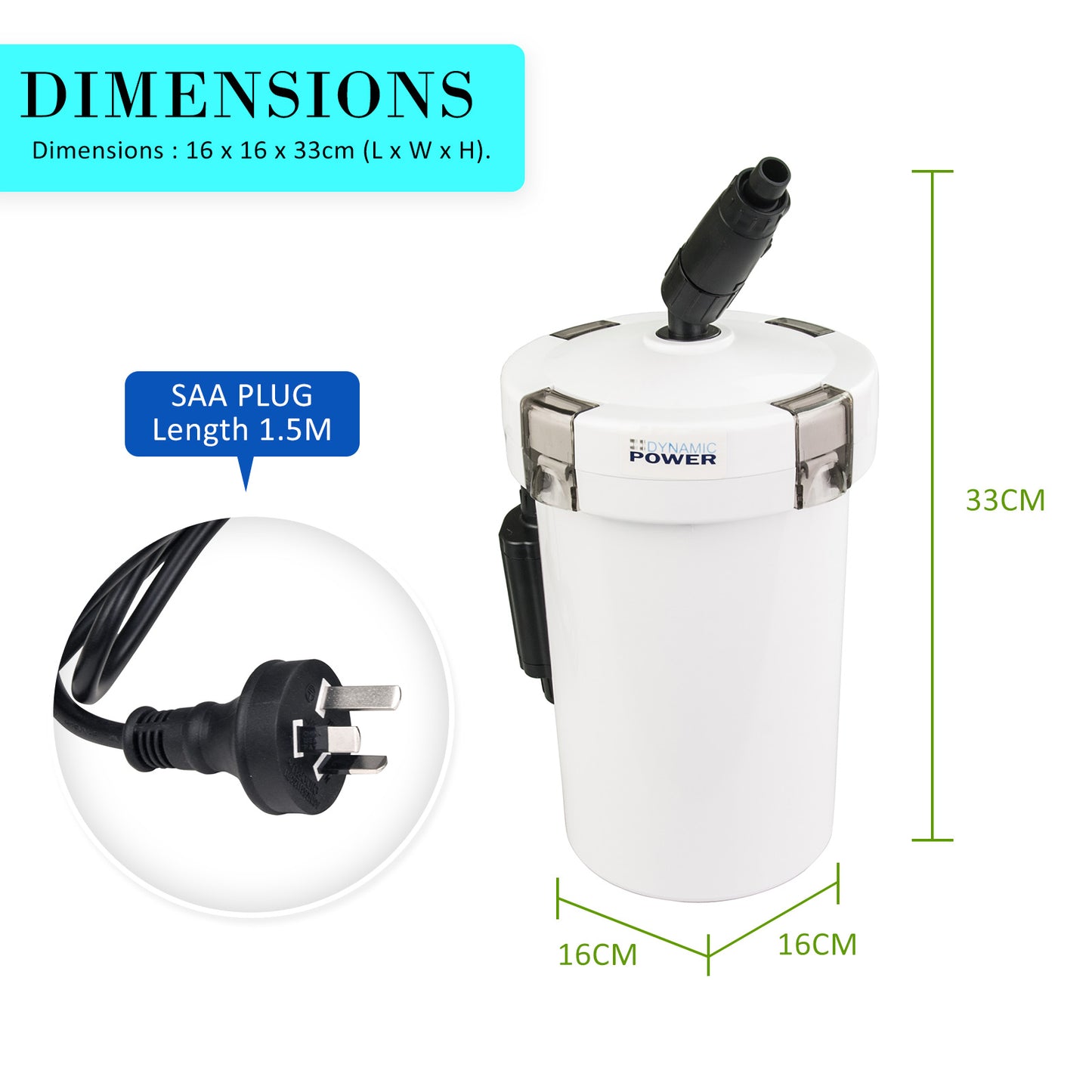 Dynamic Power Aquarium External Canister Filter 400L/H