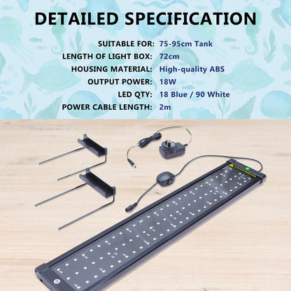 Dynamic Power 2 Set 18W Aquarium Blue White LED Light for Tank 75-95cm