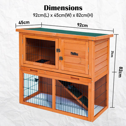 Rabbit Hutch Chicken Coop 92 x 45 x 82cm 2 Storey Cage Run Aria