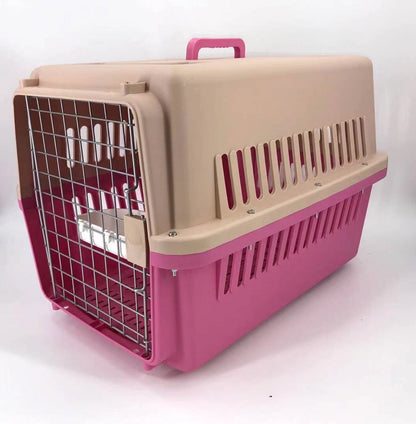 YES4PETS Pink Large Dog Puppy Cat Crate Pet Carrier Cage W Tray, Bowl & Removable Wheels