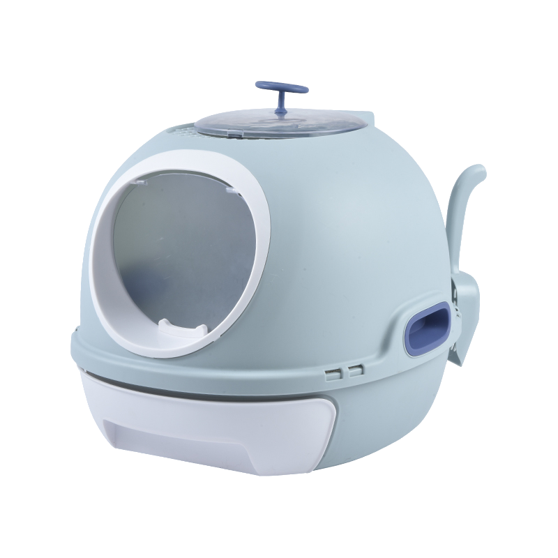 YES4PETS Cat Toilet Litter Box Tray House W Sky window Drawer Photocatalyst Purifier Blue