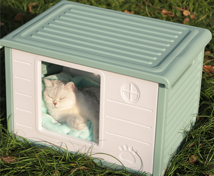 YES4PETS Small Plastic Pet Dog Puppy Cat House Kennel Green