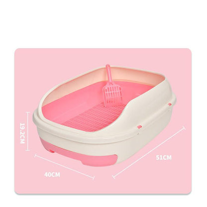 YES4PETS Medium Portable Cat Toilet Litter Box Tray with Scoop and Grid Tray-Pink