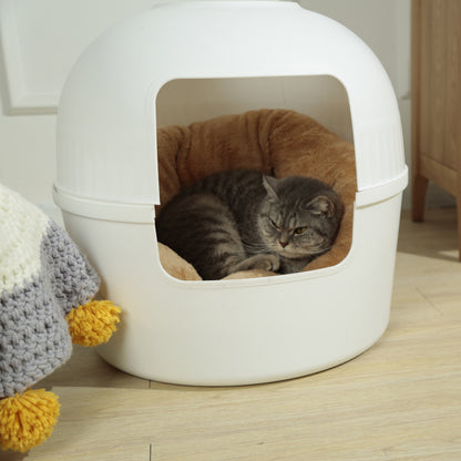 YES4PETS Multifunctional Cat Litter Box Pet Cat House Semi-Enclosed White