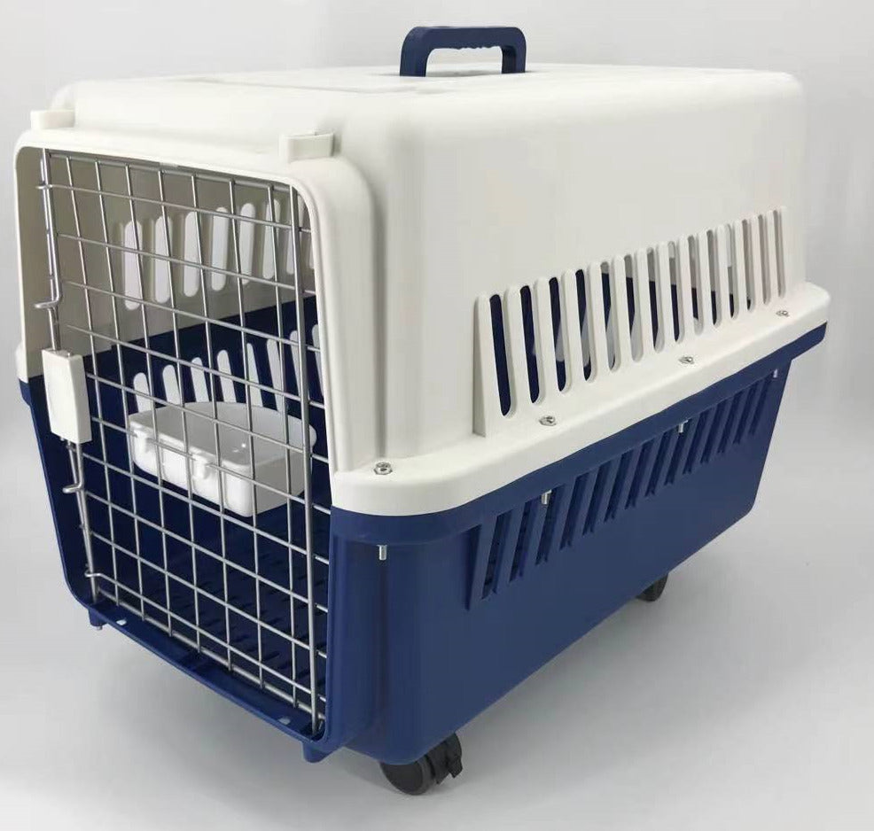 YES4PETS XL Dog Puppy Cat Crate Pet Rabbit Parrot Airline Carrier Cage W Bowl Tray & Wheel  72x53x53cm