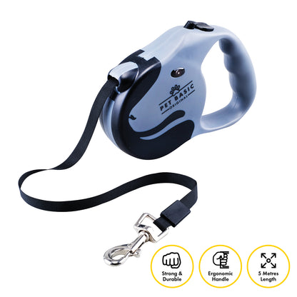 Pet Basic 12PCE 5m Retractable Leash Sturdy Lock Safety System 8-12kg Dog