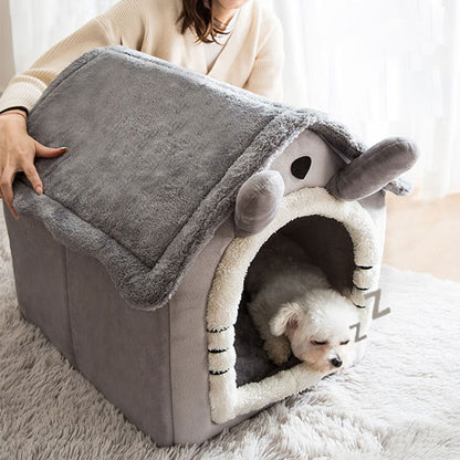 Medium Dog House Bed Portable Cat Bed Removable Cushion Cat Cave, Foldable  Pets Puppy Kitten Rabbit