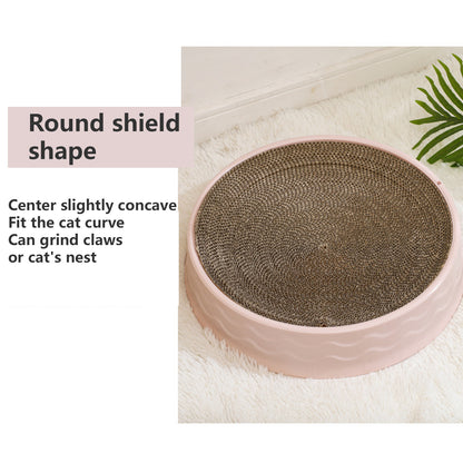 Pawfriends Cat Claw Plate Wear-Resistant Replaceable Round Corrugated Paper Pet Toy Pink