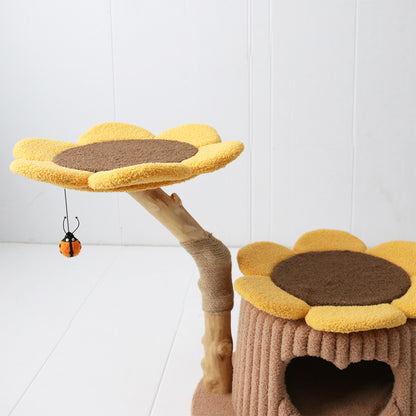 CMISSTREE Heart Shaped Cat House With Sunflower Cat Tree