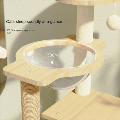 Cat Scratcher Bed Tower with Hammock Climbing Flower Tree Condo Ladder 120cm(Light Coffee)