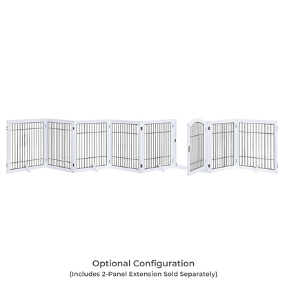 Wooden Dog Pen and Six Panel Pet Gate, White