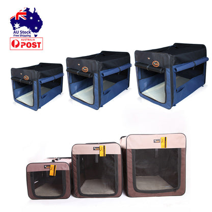 Pet Carrier Bag Soft Dog Crate Cage Kennel Tent House Foldable Portable Car Bed Navy Blue 70*52*53CM